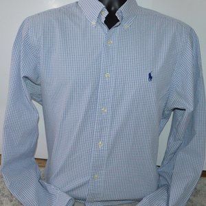 Ralph Lauren Plaid Button Front Shirt 16 34/35 Lg